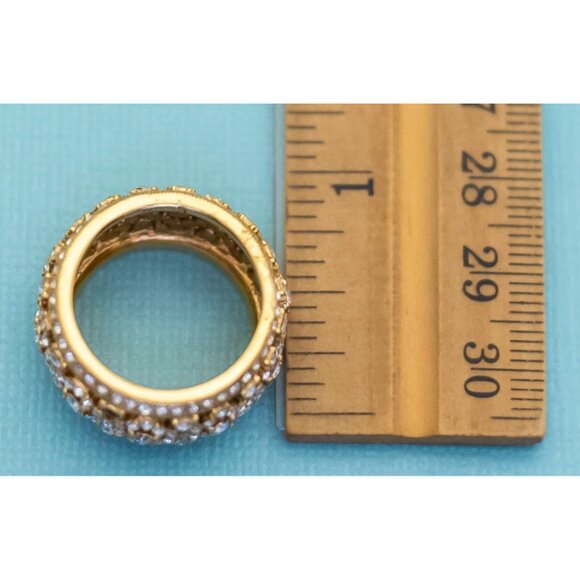 Vintage Gold Tone Band Stylish Rhinestones Ring Size 7 1/2 - E9 - Picture 3 of 3
